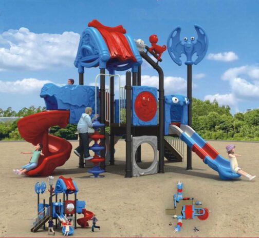 Playground per esterni con due scivoli